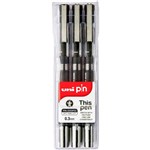 UNIBALL 200 PIN FINELINER PEN 03MM BLACK WALLET 3