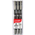 UNIBALL 200 PIN FINELINER PEN 08MM BLACK WALLET 3