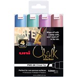 UNIBALL CHALK MARKER CHISEL TIP 8MM ASSORTED METALLIC PACK 4