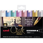 UNIBALL CHALK MARKER CHISEL TIP 8MM ASSORTED METALLIC PACK 8