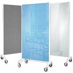 VISIONCHART COMMUNICATE ROOM DIVIDER GLASSBOARD WITH PINNABLE FABRIC 1800 X 900MM WHITEGREY