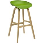 RAPIDLINE VIRGO BARSTOOL OAK COLOURED TIMBER FRAME WITH POLYPROPYLENE SHELL SEAT LIME
