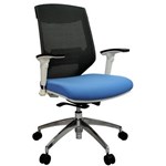 VOGUE TASK CHAIR MEDIUM MESH BACK ARMS BLUE WHITE FRAME ALUMINIUM BASE