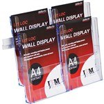 DEFLECTO LITLOC BROCHURE HOLDER WALL DISPLAY 2TIER 4 X A4 CLEAR