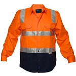 PRIME MOVER MS101 HIVIS DRILL SHIRT LONG SLEEVE WITH TAPE OVER SHOULDER 2TONE