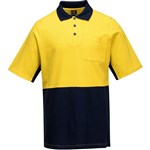 PRIME MOVER MD618 HIVIS POLO SHIRT SHORT SLEEVE COTTON PIQUE 2TONE