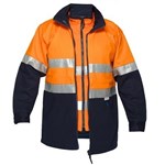 PRIME MOVER MJ777 HIVIS JACKET 2TONE 4IN1 WITH VEST REFLECTIVE TAPE ZIP