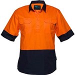 PRIME MOVER MC802 COTTON DRILL SHIRT SHORT SLEEVE LIGHTWEIGHT CLOSED FRONT 2TONE