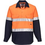 PRIME MOVER MC101 COTTON DRILL SHIRT LONG SLEEVE REGULAR WEIGHT CLOSED FRONT WITH TAPE 2TONE