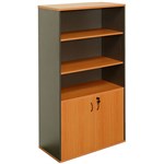 OXLEY HALF DOOR STATIONARY CUPBOARD 900 X 450 X 1800MM BEECHIRONSTONE