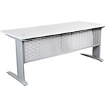 SUMMIT OPEN DESK WITH METAL CLEGS 1500 X 750MM WHITESILVER