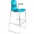 DAL ACTI BAR STOOL SLED BASE HIGH 760MM ARMS BLACK ARMPADS AND CHROME FRAME TEAL POLYPROP SHELL