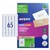 AVERY 959419 L7651 QUICK PEEL ADDRESS LABEL WITH SURE FEED LASER 65UP WHITE PACK 10