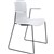 DAL ACTI CHAIR SLED BASE ARMS LIGHT GREY ARMPADS AND BLACK POWDERCOAT FRAME WHITE POLYPROP SHELL