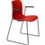 DAL ACTI CHAIR SLED BASE ARMS BLACK ARMPADS AND BLACK POWDERCOAT FRAME RED POLYPROP SHELL