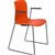 DAL ACTI CHAIR SLED BASE ARMS BLACK ARMPADS AND BLACK POWDERCOAT FRAME ORANGE POLYPROP SHELL