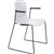 DAL ACTI CHAIR SLED BASE ARMS BLACK ARMPADS AND BLACK POWDERCOAT FRAME WHITE POLYPROP SHELL