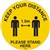 DURUS FLOOR SIGN ADHESIVE SOCIAL DISTANCE CIRCULAR 350MM YELLOWBLACK