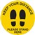 DURUS FLOOR SIGN ADHESIVE SOCIAL DISTANCE SHOW PRINTS CIRCULAR 350MM YELLOWBLACK