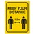 DURUS WALL SIGN SOCIAL DISTANCE RECTANGLE 225 X 300MM BLACKYELLOW