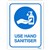 DURUS WALL SIGN USE HAND SANITISER RECTANGLE 225 X 300MM BLUEWHITE