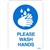 DURUS SELF ADHESIVE DECAL PLEASE WASH HANDS 105 X 148MM BLUEWHITE PACK 2