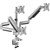 ERGOVIDA TRIPLE MONITOR ARM GAS SPRING WITH USB  AV PORTS METALLIC GREY