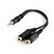 COMSOL AUDIO CABLE 35MM STEREO MALE TO 2 X 35MM STEREO FEMALE 100MM BLACK