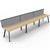RAPIDLINE ETERNITY WORKSTATION 3 PERSON 1500 X 750MM WITH SCREEN NATURAL OAK  BLACK