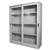 STEELCO GLASS SLIDING DOOR CUPBOARD 3 SHELVES 1830 X 1500 X 465MM SILVER GREY