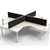RAPID INFINITY 4 PERSON LOOP LEG CORNER WORKSTATION POD WITH SCREEN 3630 X 3630 X 1200MM NATURAL WHITE