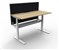RAPIDLINE PARAMOUNT SINGLE SIDED ELECTRIC HEIGHT ADJUSTABLE WORKSTATION 1500 X 750MM NATURAL OAKWHITE FRAMEBLACK PRIVACY SCREEN