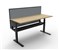 RAPIDLINE PARAMOUNT SINGLE SIDED ELECTRIC HEIGHT ADJUSTABLE WORKSTATION 1800 X 750MM NATURAL OAKBLACK FRAMEGREY PRIVACY SCREEN