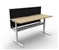 RAPIDLINE PARAMOUNT SINGLE SIDED ELECTRIC HEIGHT ADJUSTABLE WORKSTATION 1800 X 750MM NATURAL OAKWHITE FRAMEBLACK PRIVACY SCREEN