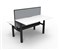 RAPIDLINE PARAMOUNT 2 PERSON BACK TO BACK ELECTRIC HEIGHT ADJUSTABLE WORKSTATION 1500 X 1530MM NATURAL WHITEBLACK FRAMEGREY PRIVACY SCREEN