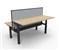 RAPIDLINE PARAMOUNT 2 PERSON BACK TO BACK ELECTRIC HEIGHT ADJUSTABLE WORKSTATION 1800 X 1530MM NATURAL OAKBLACK FRAMEGREY PRIVACY SCREEN