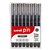 UNIBALL 200 PIN FINELINER PEN ASSORTED TIPS BLACK PACK 8